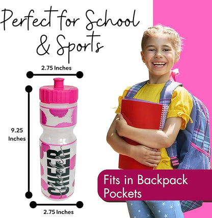 50 Strong Kids Water Bottle | 22 oz. BPA- Free Sports Squeeze Water Bottles with Pull Top Cap |Perfect Water Bottle for School | Reusable & Durable for Boys & Girls | Made in USA (Cheerleader)