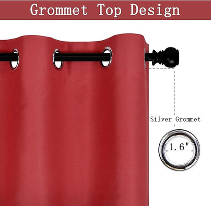 Red Valance for Kitchen Blackout Grommet Curtain Valance Window Treatment for Living Room Short Straight Drape Valance for Bedroom Kids Room/Basement/Loft 100X18 Inch Long 1 Panel