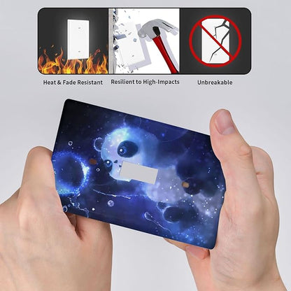 Cute Baby Panda Light Switch Cover Wall Plate Decorative 1 Gang Single Toggle Covers Blue for Farmhouses Kitchenss Bedrooms Bathrooms 2.76 x 4.5 in