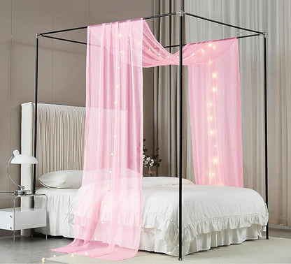 Akiky Bed Canopy Curtains for Girls Elegant Canopies Curtain Scarf with Light Great as Room Decor,Wedding decortion,Window Valance Curtain (Twin,Pink)