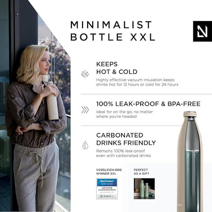 LARS NYSØM Stainless Steel Insulated XL Water Bottle 12oz 17oz 25oz 34oz 51oz | BPA-free Insulated Thermo Flask for Hot and Cold Beverages | Leakproof Large Drinking Bottle (Greige, 51oz)