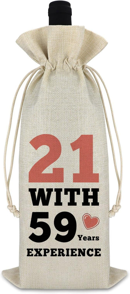 80th Birthday Gifts for Women Men Wine Bag Funny 80th Year Old Gifts for Parents Grandparents 80th Birthday Party Decors Champagne Wine Gift Bag Happy Birthday Gift Drawstring Burlap Wine Bag