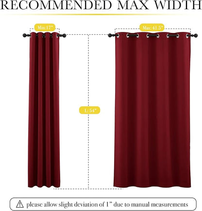 NICETOWN Kitchen Full Blackout Curtain Panels, Super Thick and Soft Insulated Window Covers, 100% Blackout Draperies with Same Color Backing for Cafe Window (Burgundy Red, Set of 2 PCs, 52 by 54-inch)