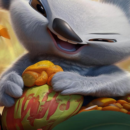 AILONEN Cartoon Koala Shower Curtain for Kids,Kawaii Fruit Koala Shower Curtain for Bathroom,Girls,Lovely Animals Shower Curtain Set with Hooks,72" W*96" H