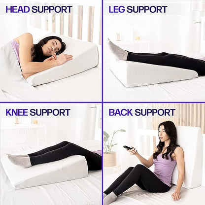 7.5" Wedge Pillow for Acid Reflux - Dr. Recommended Height, Luxurious 2" Memory Foam Pillow Wedge for Sleeping, GERD, Post Surgery, Heartburn, and Snoring - Viscose of Bamboo Cover (25" Wx26 Lx7.5 H)