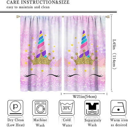 Kids Unicorn Curtains Kids Girls Boys Rainbow Unicorn Pattern Blackout Curtains Bedroom Curtains 42x45 Inches 2 Panels