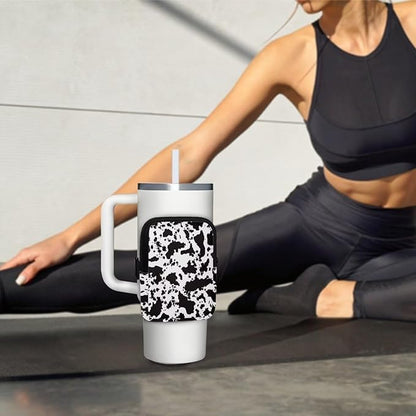 Water Bottle Pouch Cow Print Stanley Cup Pouches for 40oz Tumbler IceFlow Storage Pocket Stanley Phone Holder Gym Tumbler Accessories for Women