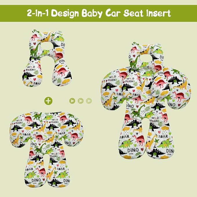 Baby Toddler Stroller Pillow for Newborn, Infant Car Seat Insert Carseat Sleeping Cushion, 2-in-1 Body Ultra-Soft Comfort Support