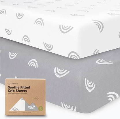2-Pack Organic Crib Sheets for Boys, Girls - Jersey Fitted Crib Sheet, Baby Crib Sheets Neutral, Crib Mattress Sheet, Cotton Crib Sheets, Breathable Crib Sheet, Baby Mattress Sheets (Rainbow)