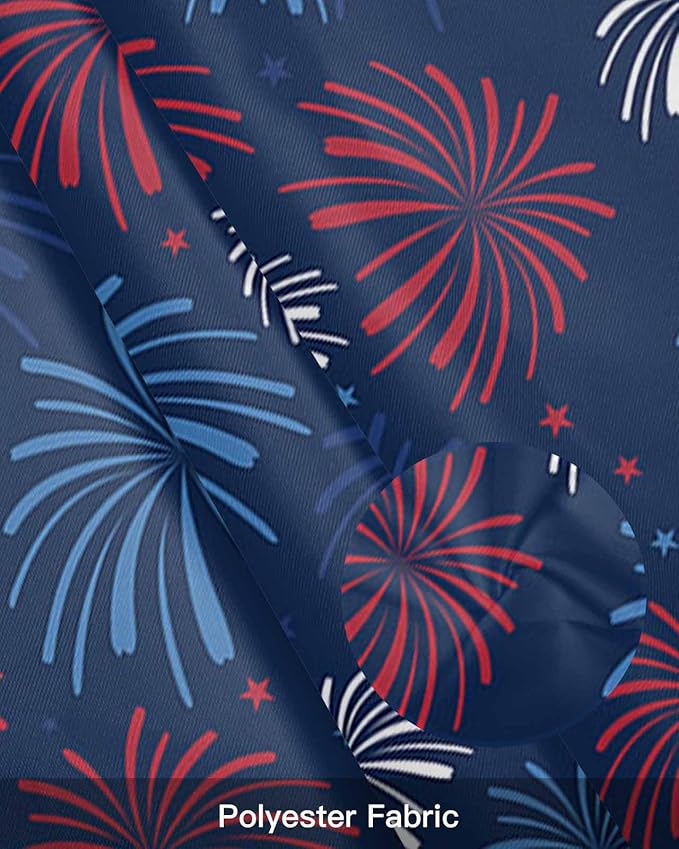 July 4th Kitchen Curtains Valances for Windows Fireworks Celebrate Patriotic Americana Stars Rod Pocket Window Treatment for Kitchen/Living Room/Bedroom/Bathroom, 54" X 18", Red, White and Blue