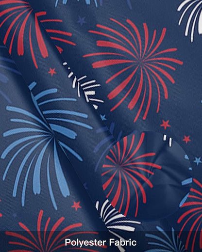 July 4th Kitchen Curtains Valances for Windows Fireworks Celebrate Patriotic Americana Stars Rod Pocket Window Treatment for Kitchen/Living Room/Bedroom/Bathroom, 42" X 18", Red, White and Blue