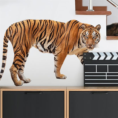 Lifelike Tiger Wall Decal 3D Animals Wall Sticker Safari Wall Decor for Nursery Kid'sroom School Classroom Livingroom Bedroom Bathroom Decoration (Lifelike Tiger 9)