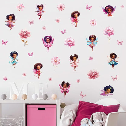 Butterfly Girl Wall Decals with Quotes, Colorful Butterflies and Motivational Lettering, Wall Stickers for Nursery, Girl Bedroom or Dance Room (UV24Y10214T)