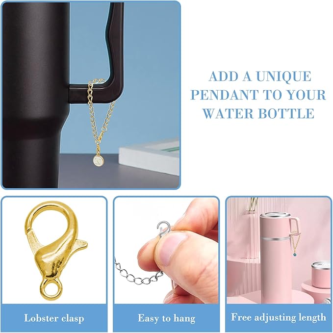 6PCS Letter Charm Accessories for Stanley Cup, Name ID Letter Handle Charm for Stanley Handle Identification Letter Pendant Handle Decoration for Stanley Tumbler Charms (Letter N)