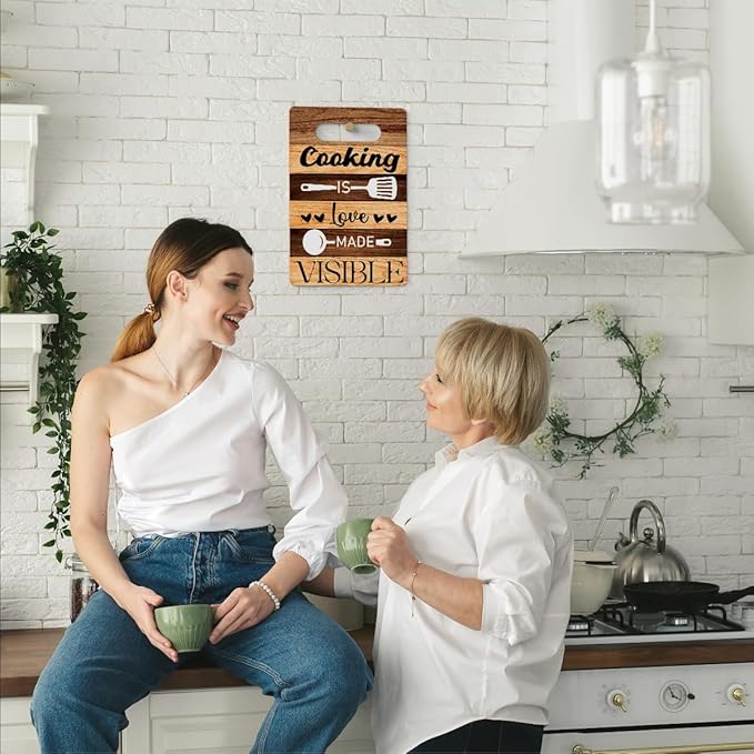 Farmhouse Kitchen Decor, Kitchen Signs Wall Decor, Kitchen Decorations, Kitchen Door Wall Hanging Decor, Cooking If Love Made Visible Wood Sign 8 x 12 Inch