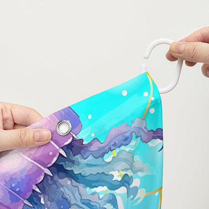AILONEN Ocean Jellyfish Shower Curtain for Bathroom, Cute Jellyfish Mermaid Printed Bathroom Curtain,Girls Women Kids Coral Bath Curtain 36"W*72"H Polyester Waterproof Bathroom Curtain With 12 Hooks