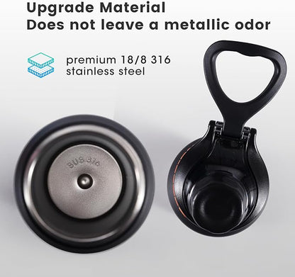 28oz Sports Water Bottle with Straw, Stainless Steel Vacuum Insulated Cooling Water Bottle, Leak Proof Metal Water Bottle, Double Insulated, Suitable for Sports, Gym and Travel (Black & White)