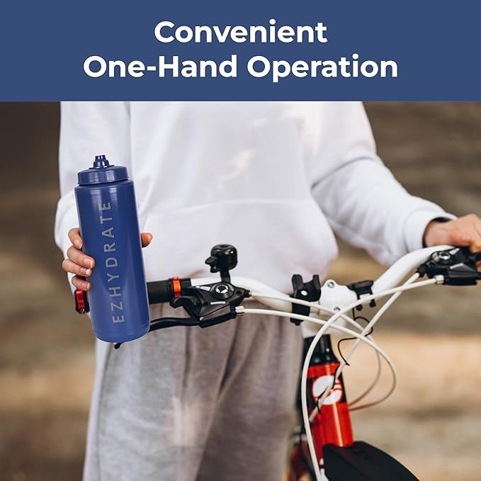 4 Pack Mix 32oz Squeeze Water Bottles - Sports Water Bottles For Football, Hockey, Athletics - Reusable Squirt Bottle Set, BPA-Free, Perfect for Gym, Travel, Bike & Cycling Water Bottle