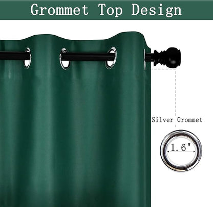 Green Valance for Kitchen Blackout Thermal Insulated 70X18 Inches Short Curtains Drapes Grommet Valance for Bedroom/Living Room 1 Panel