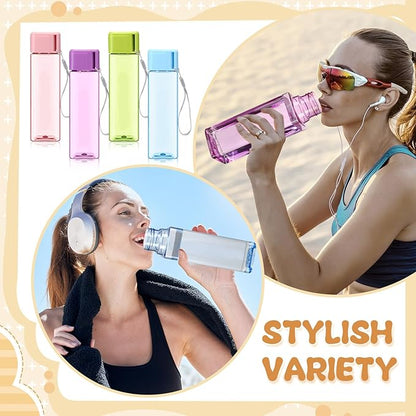 Mifoci 20 Pieces Water Bottle Bulk 17 oz Plastic Water Bottles Bulk Gym Sports Adults Reusable Large Water Bottles for Outdoor Fitness(Colorful,Rectangle)
