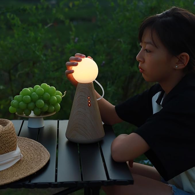 Doll Night Lamp, Battery Operated 1800mAh, C-Type Charging Port, Wood Accent Color (Wood Color)