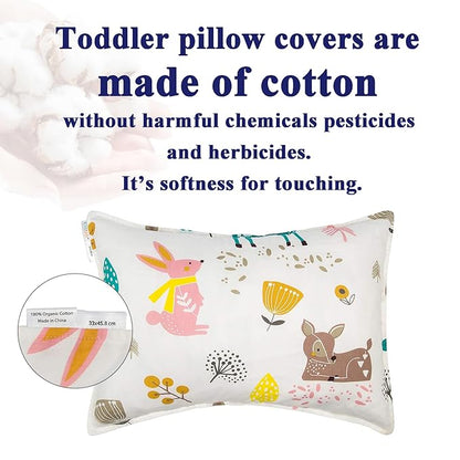 ALVABABY Toddler Pillowcases Fits 13 x 18inch,12x 16inch Kids Pillow for Sleep 2 Pack Cotton Baby Children Pillow Cover Envelope Travel Pillowcases Rabbit Flamingo 2TPW08
