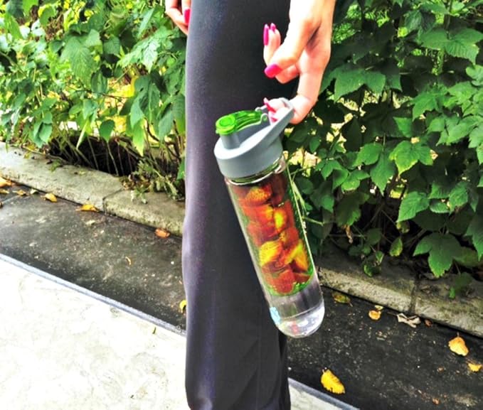 Infuse Your Day with Health - Large Infuser Water Bottle w/Sport Flip Top Spout ~ BPA Free ~ Built in Carry Handle ~ Flavor Your Water with Fruits, Veggies, Teas and Herbs