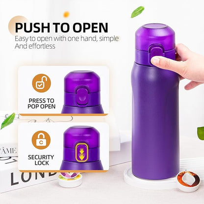 Air water bottle,750ML Air Water Bottle with 7 Flavor Pods, Stainless Steel Water Bottle with Straw, Sports Water Bottle Suitable for Outdoor Sport (Purple)