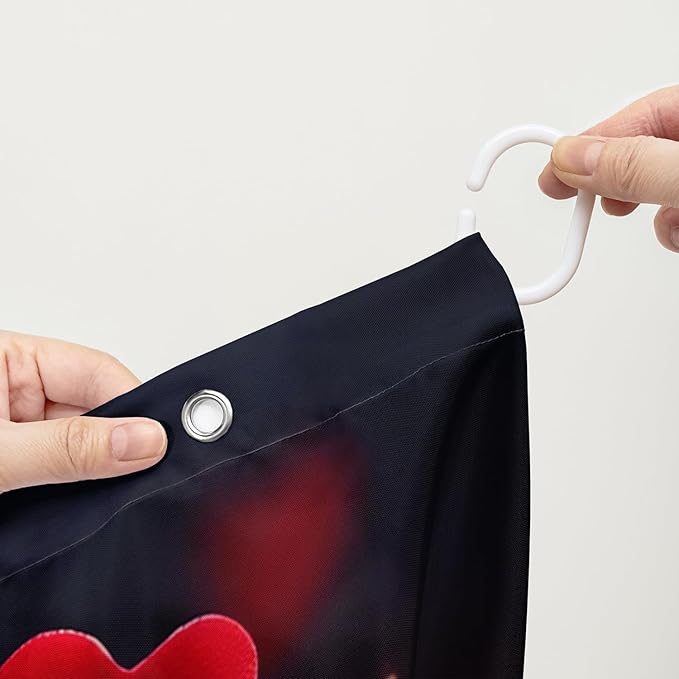 AILONEN 3D Rose Shower Curtain for Bathroom, Red Rose Hearts Print Bath Curtain,Romantic Rose Flower Shower Curtain Decoration Waterproof with 12 Plastic Hooks, 72" W*72" H