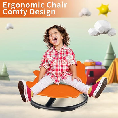 Autism Kids Swivel Chair, Sensory Products Sit and Spin Spinning Activity Toy for Toddlers, Sensory Spinning Seat for Kids Training Body Coordination (Orange)