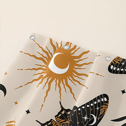AILONEN Moth Shower Curtain,Sun and Moon Death Moth Bath Curtain for Bathroom Decor,Polyester Waterproof with Plastic Hooks 36" W*72" H