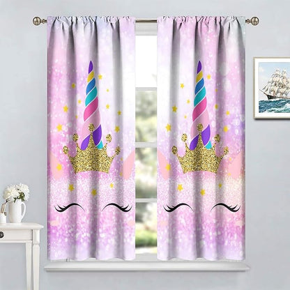Kids Unicorn Curtains Kids Girls Boys Rainbow Unicorn Pattern Blackout Curtains Bedroom Curtains 52x84 Inches 2 Panels