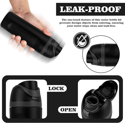 Moukiween Replacement Cap for Owala Freesip Bottle, One Button Water Bottle Top Lid Accessories Compatible with Owala Cup 16oz 24oz 32oz 40oz, BPA-Free, No Water Leakage, Black