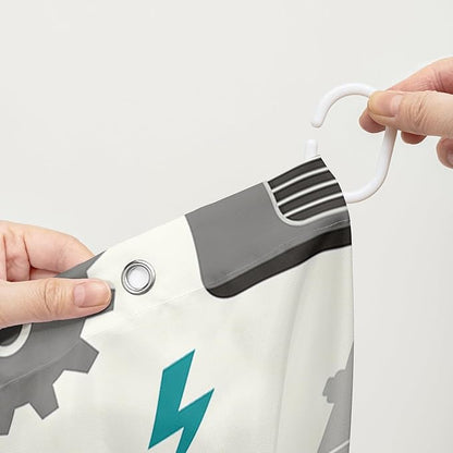 AILONEN Robot Shower Curtain,Cartoon Green Tank Robot Bathroom Decors, 72" W*84" H Logistic Robots Waterproof Shower Curtain for Boys Girls Teens Kids