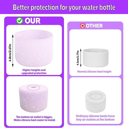 2PCS Silicone Water Bottle Boot for Owala 24oz 32oz 40oz,Anti-Slip Protective Sleeve Bottom Bumper Protector for FreeSip, Twist, and Flip Water Bottles