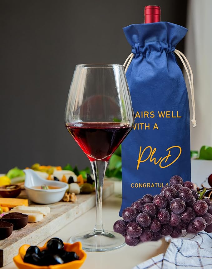 Graduation Gift Wine Bag, Bachelor's Degree Graduation Wine Bag, Bachelor's Gift, Pairs Well With A Bachelor's Degree (Bachelor's Degree-Blue)