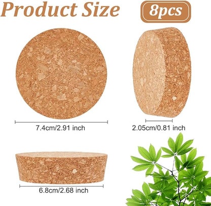 OLYCRAFT 8 Pcs Large Cork Stoppers Tapered Cork Plugs Wood Corks Lids Bottle Lids Cork Stoppers 2.7~2.9 inch Wine Bottle Stoppers Wood Jar Cork for Kitchen Wedding Favor Canning - 2cm Thick