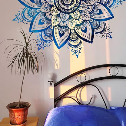 Blue and White Mandala Wall Sticker - Stylish Geometric Decor, 1 Sheet Set