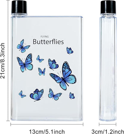 Flat Water Bottle For Travel,14oz Slim Water Bottle,Transparent Slim Water Bottle 420ml-BPA Free&Portable-Square Water Bottle Flat for Sports,Fitness,Camping,Hiking