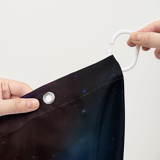 AILONEN Wolf Shower Curtain,Boho Moon Wolf Bath Curtain for Bathroom Decor,Galaxy Wolf Polyester Waterproof Whit 12 Plastic Hooks 48" W*72" H