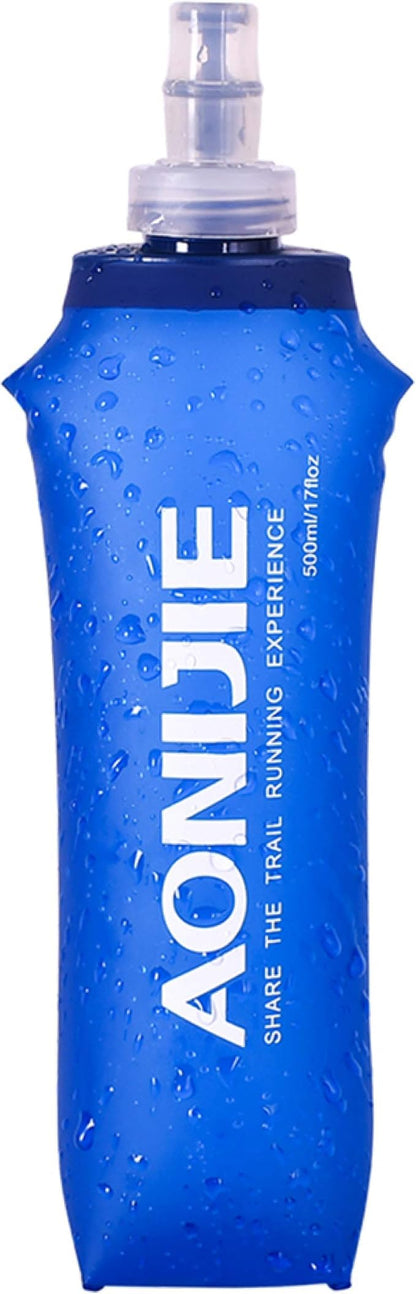 Azarxis TPU Soft Flask Running Collapsible Water Bottles BPA-Free Running Flask 250ml / 500ml for Hydration Pack - Ideal for Running Hiking Cycling Climbing (500ml/16.9oz)