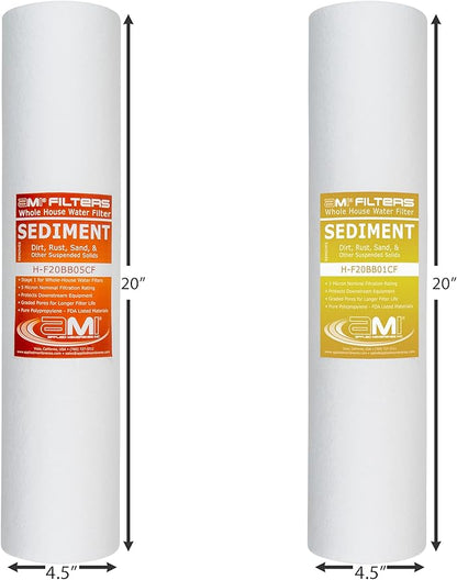 Applied Membranes Inc. 2-Stage Whole-House Water Filter System, 1-Micron and 5-Micron 4.5-Inch by 20-Inch Filters