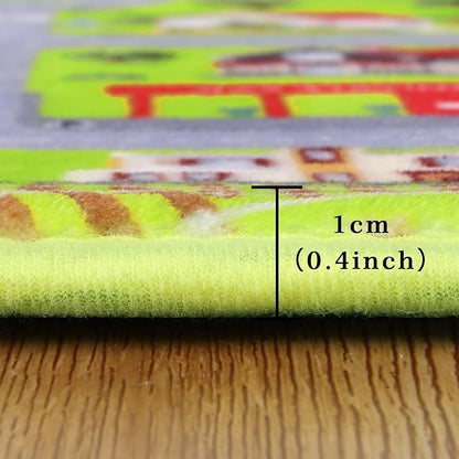 Kids Playmat Car Rug, City Life Fun Carpet Educational Car Rugs for Kids Play with Cars and Toys Road Traffic Play Mat for Bedroom Playroom Classroom Soft Large Area Rug, 8x10 ft, Grey Streets