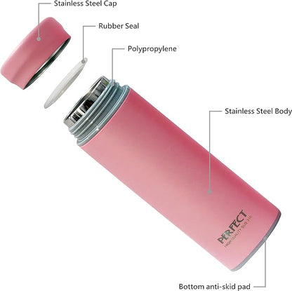 24 OZ 316 Stainless Steel Vacuum Insulated Water Bottle, Keep Cold and Hot, Seamless Cup Leak Proof And Wide Mouth, Pink