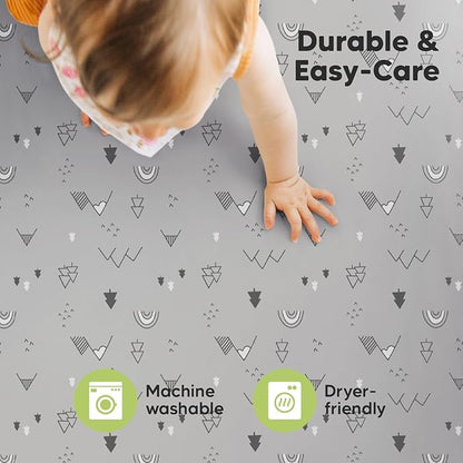 2-Pack Mini Crib Sheets Fitted, Pack and Play Sheets - Organic Cotton Pack N Play Sheets for Pack and Play Mattress, Playard Baby Crib Sheets, Jersey Crib Sheets Neutral for Boys, Girls (Woodland)