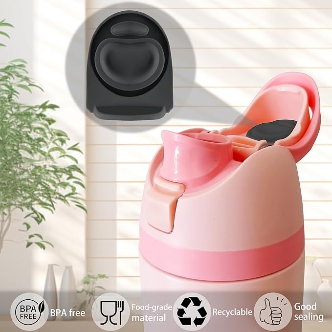 5PCS Replacement Stopper Compatible with Owala FreeSip 19/24/32/40oz, Silicone Anti-Spill Water Bottle Top Lid Replacement Parts, BPA-Free Seal Bottle Cap Mouth Stopper Gasket (Black)