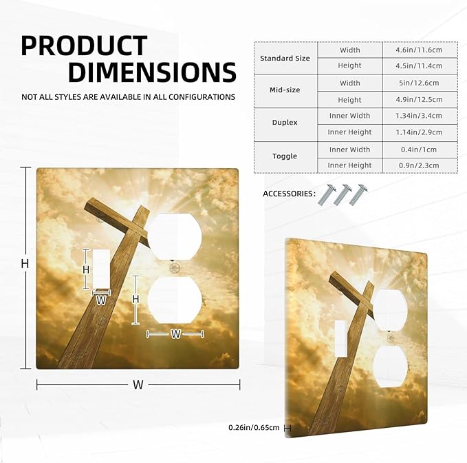 Christ Jesus Cross Sky Decorative Combo 1 Toggle Duplex Outlet Light Switch Cover Wall Plate 2 Gang for Electrical Kitchen Living Room Bedroom Bathroom Home Novelty Decorate