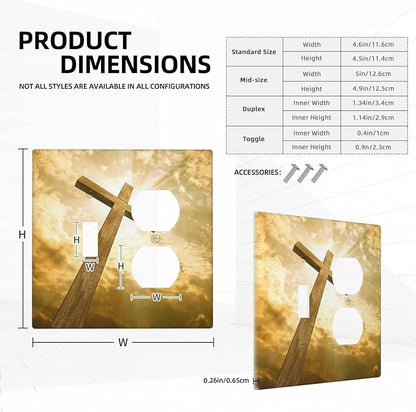 Christ Jesus Cross Sky Decorative Combo 1 Toggle Duplex Outlet Light Switch Cover Wall Plate 2 Gang for Electrical Kitchen Living Room Bedroom Bathroom Home Novelty Decorate