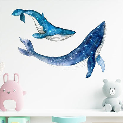 Removable Vinyl Whale Wall Decal Sea Life Wall Sticker Decor Nursery Kidsroom School Classroom Livingroom Bedroom Bathroom Coastal Ocean Fish Murals Decals