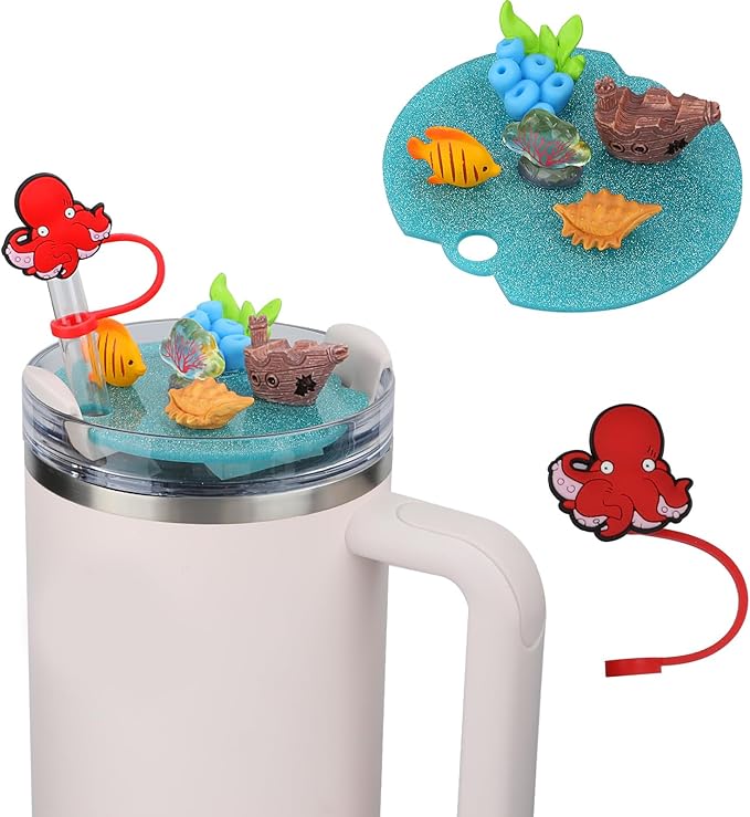 ADAH Charms Compatible with Stanley Cup Accessories,Charms for Stanley Cups H1.0&H2.0 Accessories 40oz with Silicone Straw Cover (A)